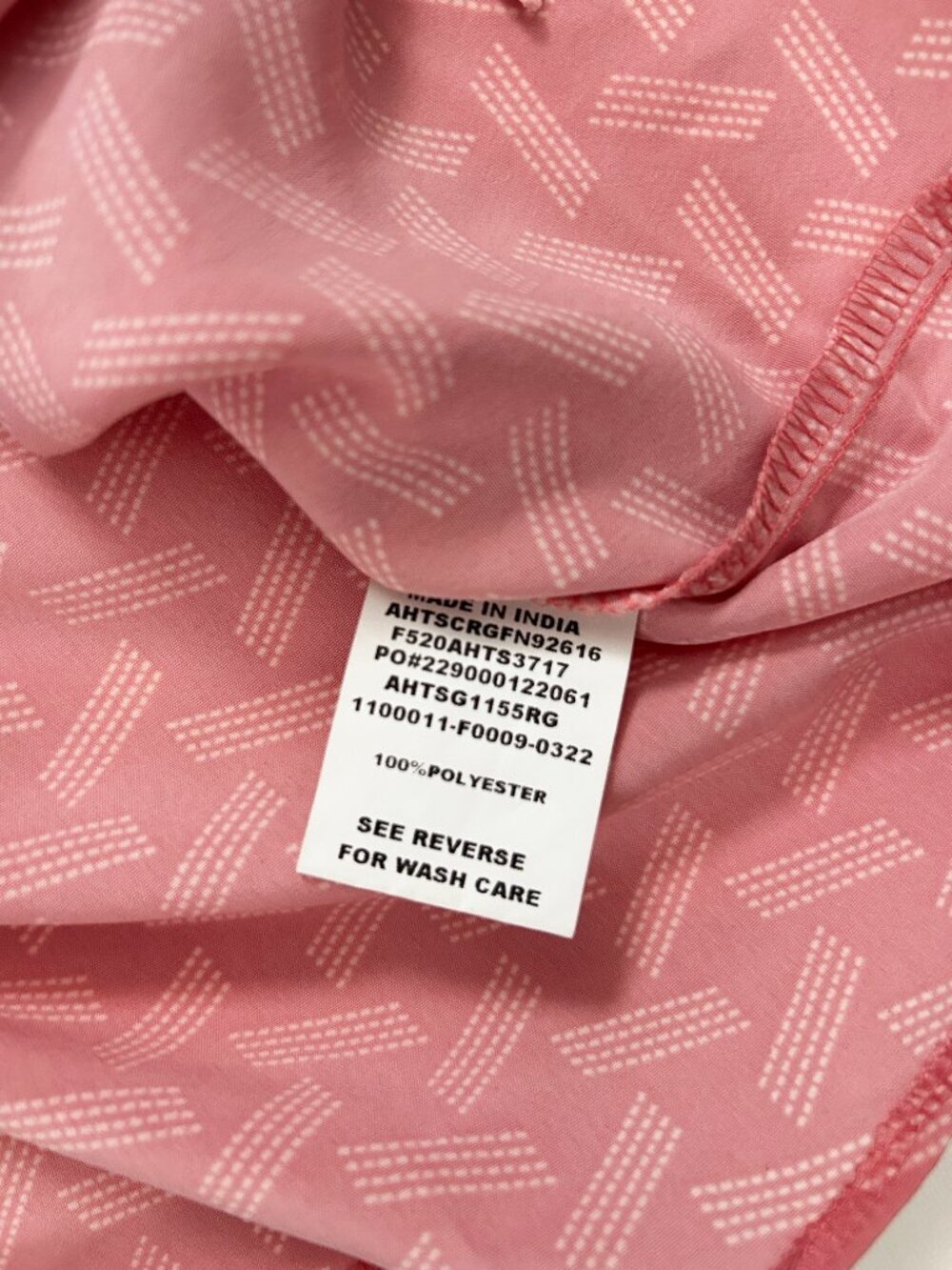 Allen Solly Pink Geometric Print Split Neck Blouse Short Sleeve Top Size L - Picture 9 of 10
